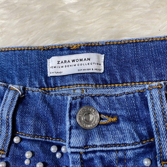 ZARA Slim Boyfriend Jeans With Pearls - Size 6 - Picture 5 of 6